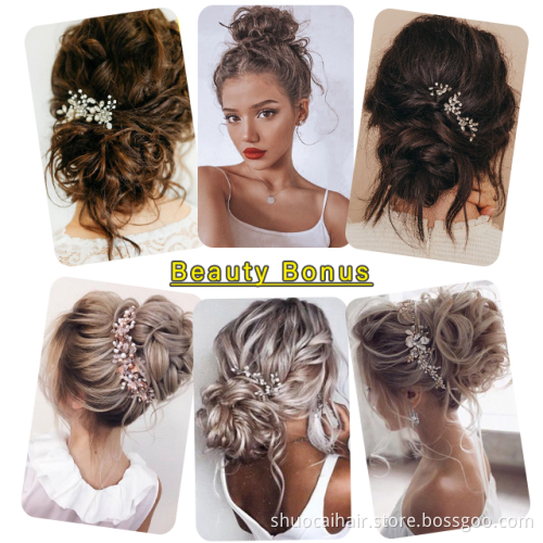 Wholesale Synthetic Chignon Messy Scrunchie Elastic Band Hair Bun Straight Hairpiece Fake Hair High Temperature Fiber Natural